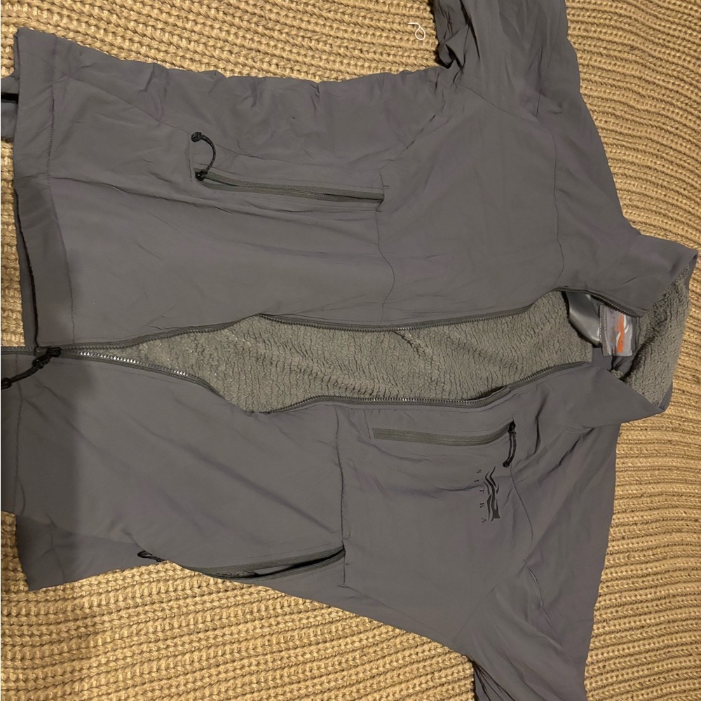Gray Lightweight Technical Shirt Jacket with Stand-Up Collar